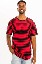 Red Striped Round Neck Tshirt - VacationGrabs