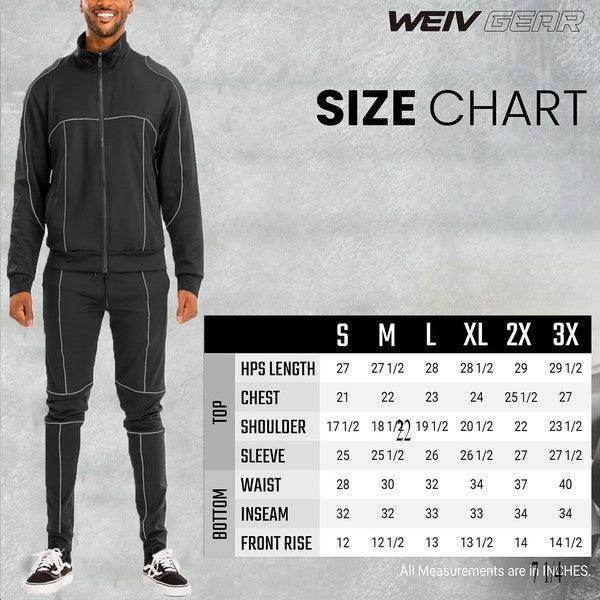 Mens 2pc Reflective Piping Track Sets - VacationGrabs