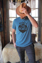 Ocean and 7th Respect the Beard shirt in blue, featuring a bold design and relaxed fit for casual wear.