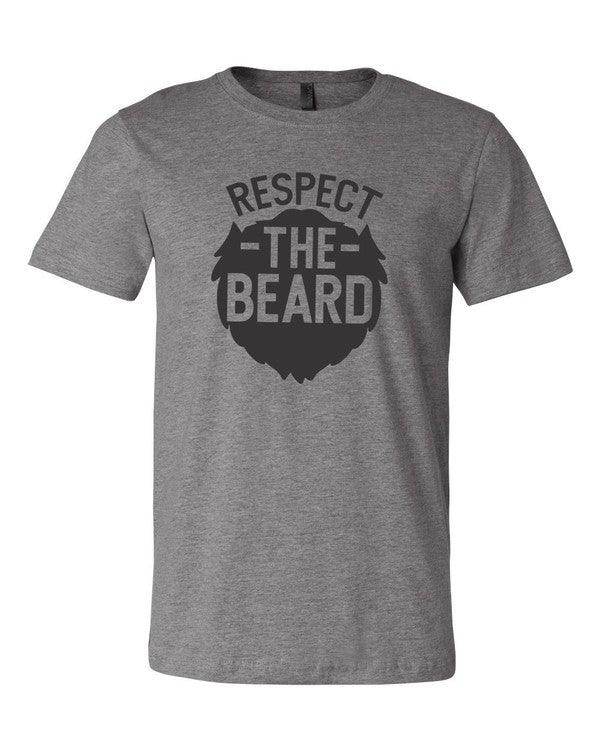 Ocean and 7th Respect the Beard shirt in gray with bold graphic design