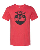 Ocean and 7th Respect the Beard shirt in red with bold black lettering