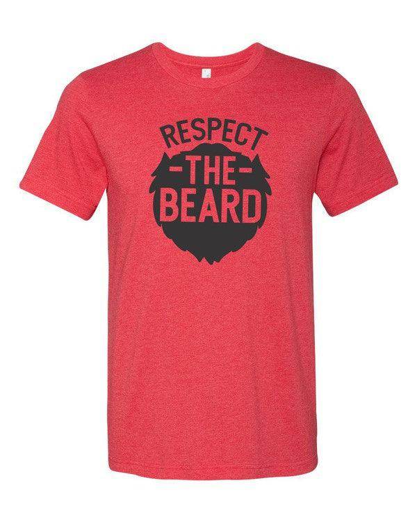 Ocean and 7th Respect the Beard shirt in red with bold black lettering