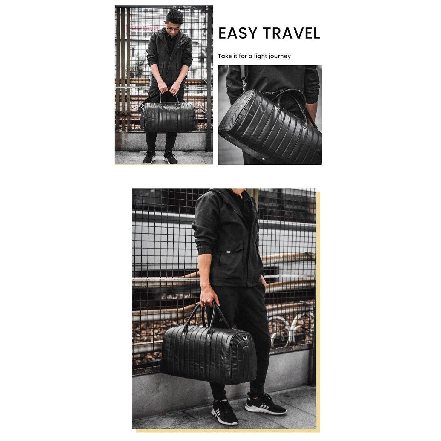 Retro Genuine Leather Duffel Bags Stylish Shoulder - VacationGrabs