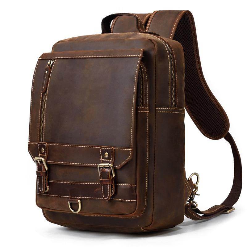 Vintage-inspired retro leather backpack with durable buckles and spacious compartments for everyday use