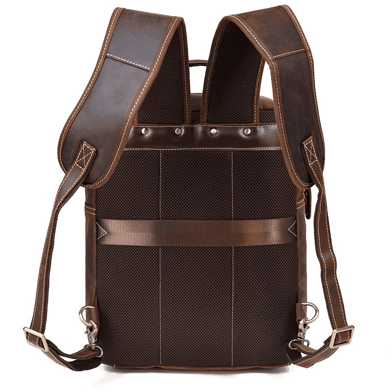 Retro leather backpack from VacationGrabs with sturdy straps and a stylish design for everyday use