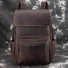 Stylish retro school backpack for students made of durable leather with multiple pockets