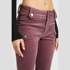 Emory Park retro style low rise pants in purple with stylish pockets and fitted design