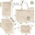 Reusable Organic Cotton Tote Mesh Bag w/6 Sleeves. - VacationGrabs