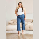 RFM Crop Chloe Full Size Tummy Control High Waist Raw Hem - VacationGrabs