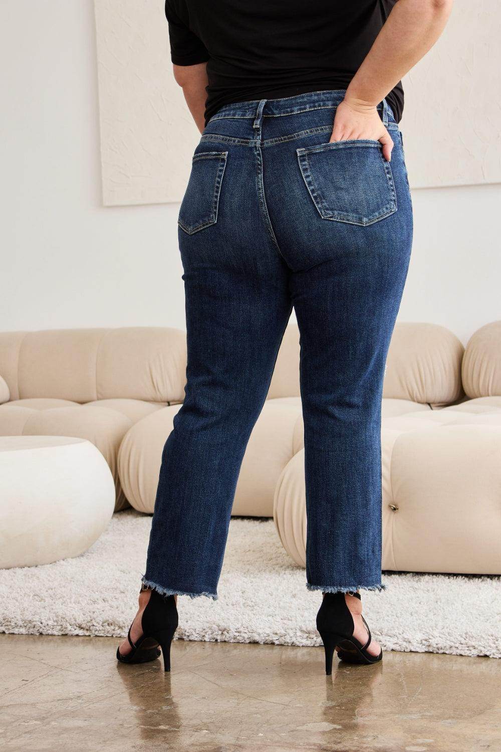 RFM Crop Dylan Full Size Tummy Control Distressed High - VacationGrabs