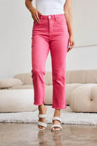 RFM Crop Dylan Full Size Tummy Control High Waist Raw Hem - VacationGrabs