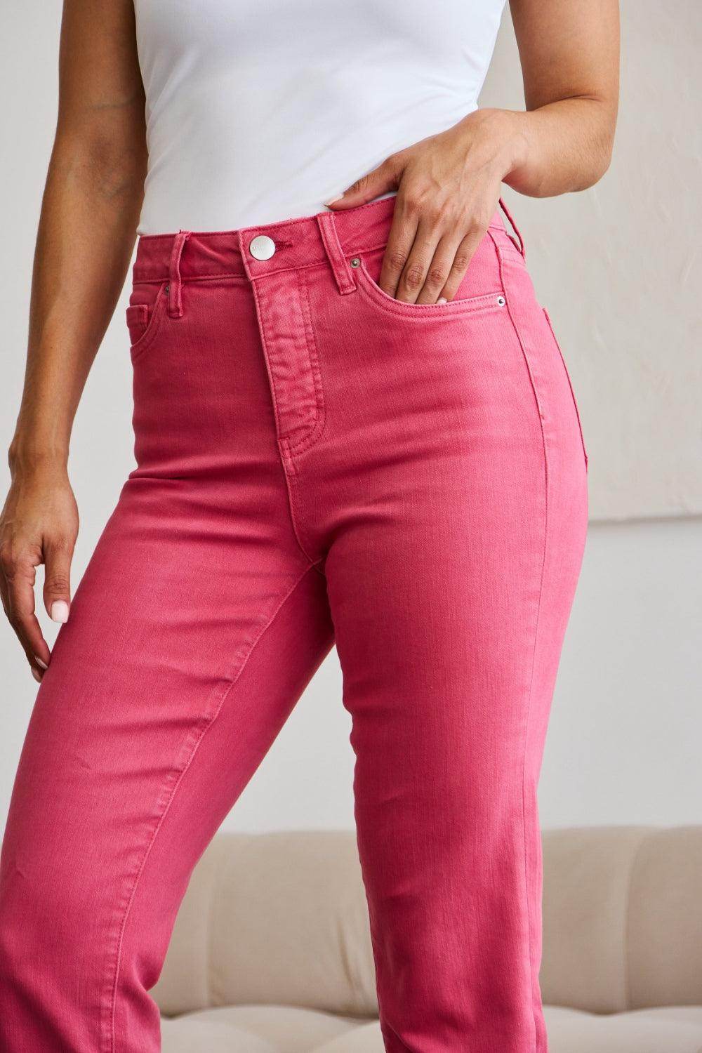 RFM Crop Dylan Full Size Tummy Control High Waist Raw Hem - VacationGrabs