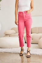 RFM Crop Dylan Full Size Tummy Control High Waist Raw Hem - VacationGrabs