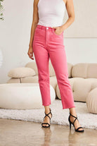 RFM Crop Dylan Full Size Tummy Control High Waist Raw Hem - VacationGrabs