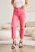 RFM Crop Dylan Full Size Tummy Control High Waist Raw Hem - VacationGrabs