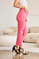 RFM Crop Dylan Full Size Tummy Control High Waist Raw Hem - VacationGrabs