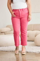RFM Crop Dylan Full Size Tummy Control High Waist Raw Hem - VacationGrabs