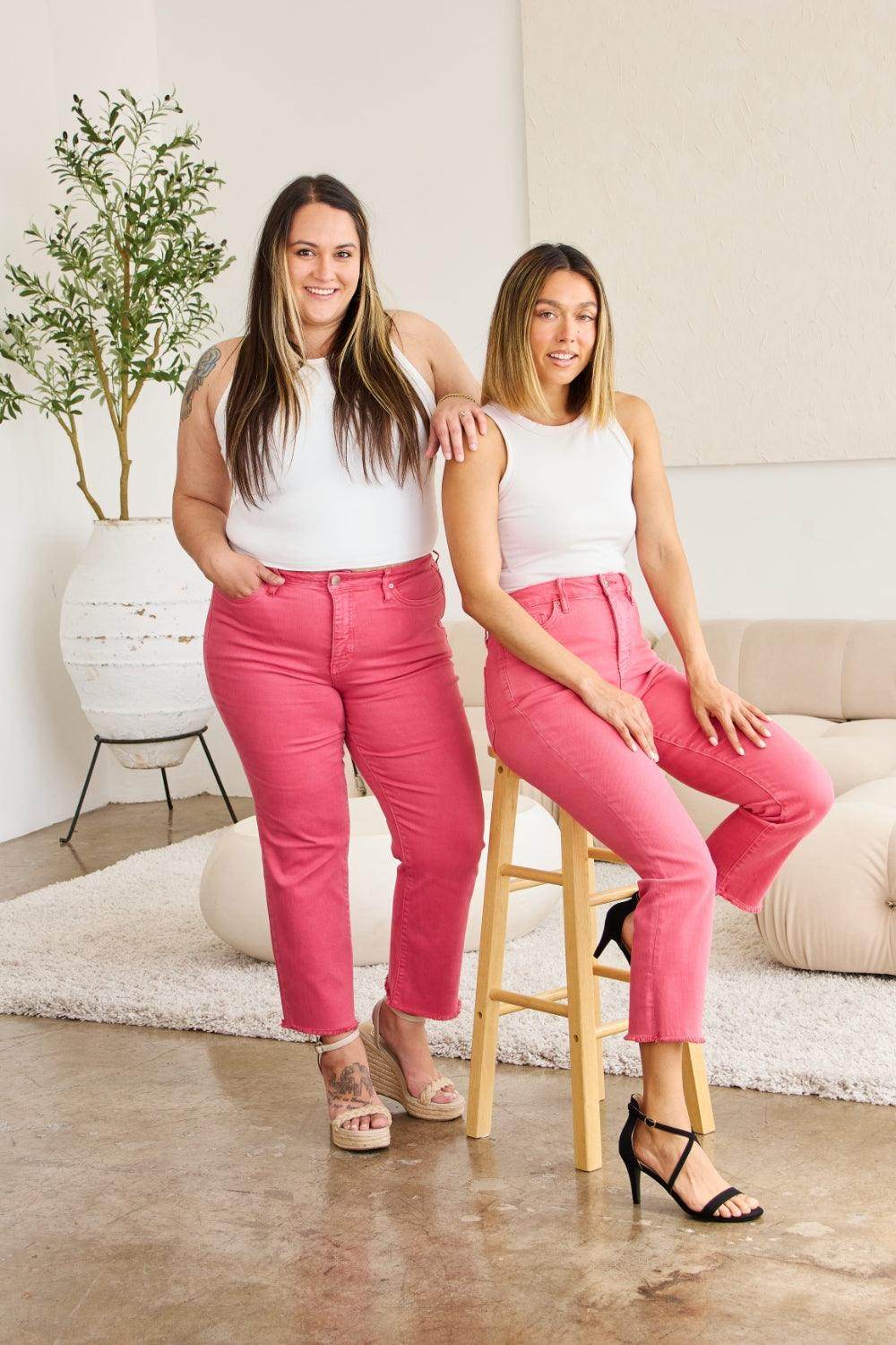 RFM Crop Dylan Full Size Tummy Control High Waist Raw Hem - VacationGrabs