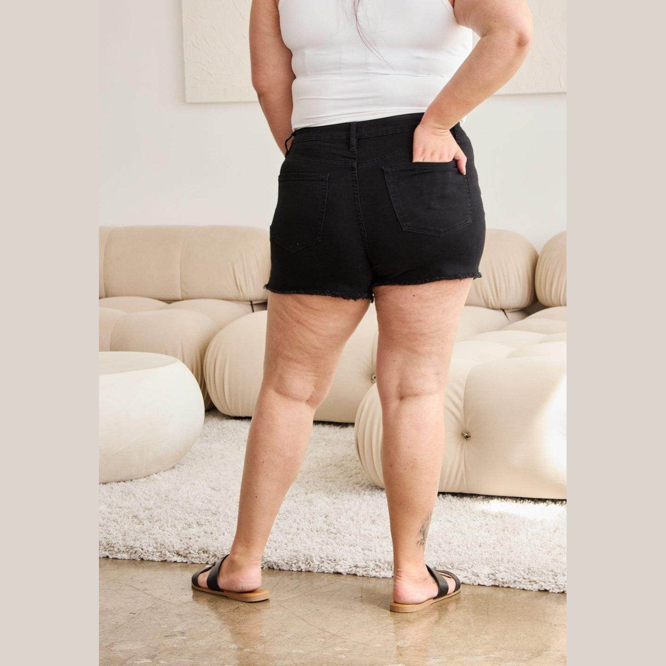 RFM Full Size Tummy Control High Waist Denim Shorts - VacationGrabs