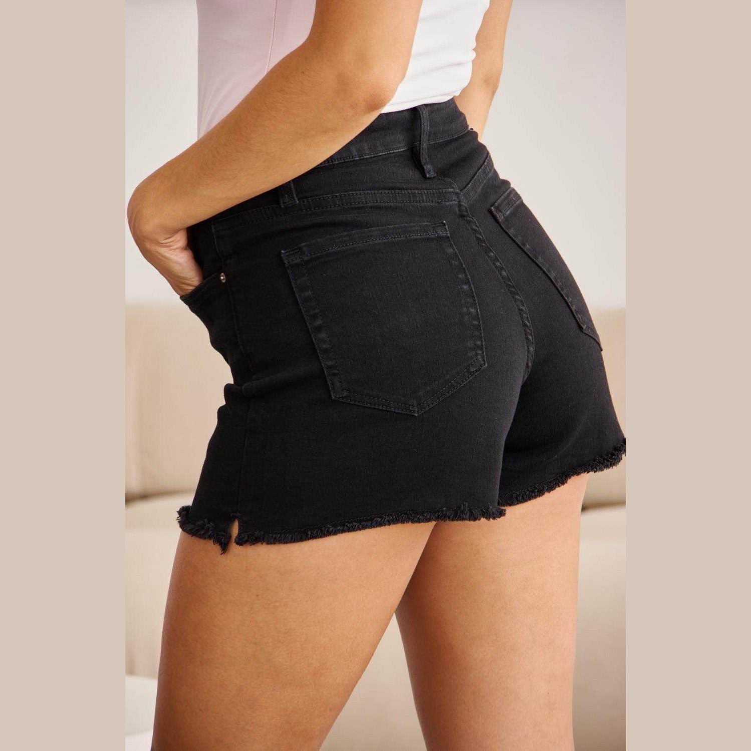 RFM Full Size Tummy Control High Waist Denim Shorts - VacationGrabs