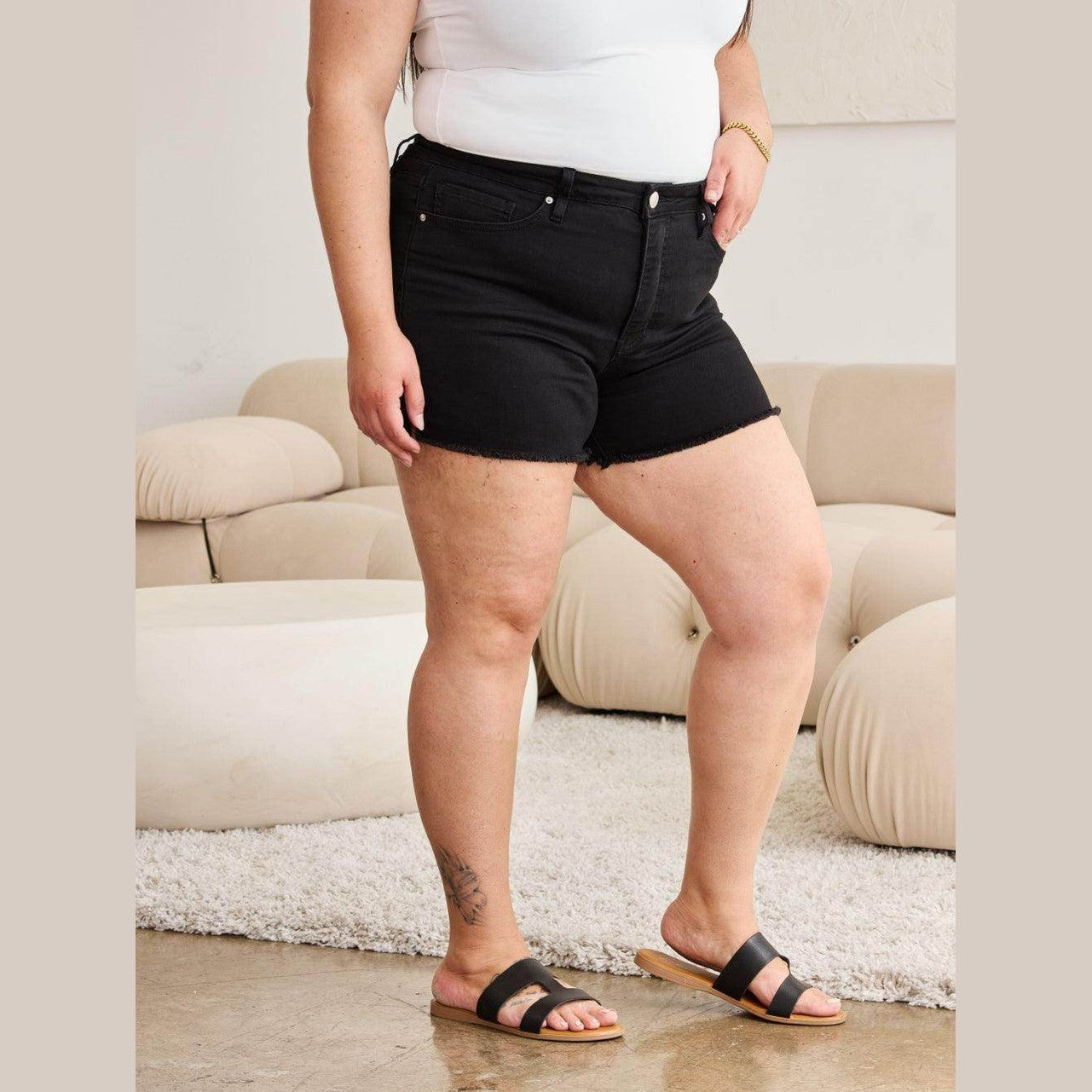 RFM Full Size Tummy Control High Waist Denim Shorts - VacationGrabs