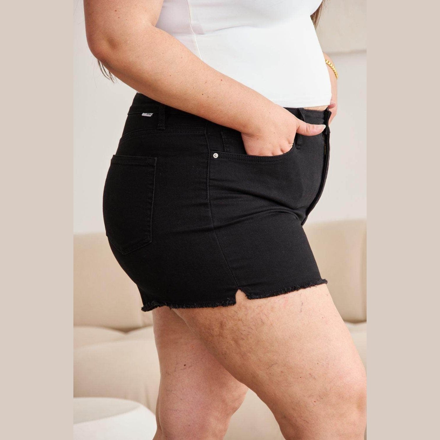 RFM Full Size Tummy Control High Waist Denim Shorts - VacationGrabs