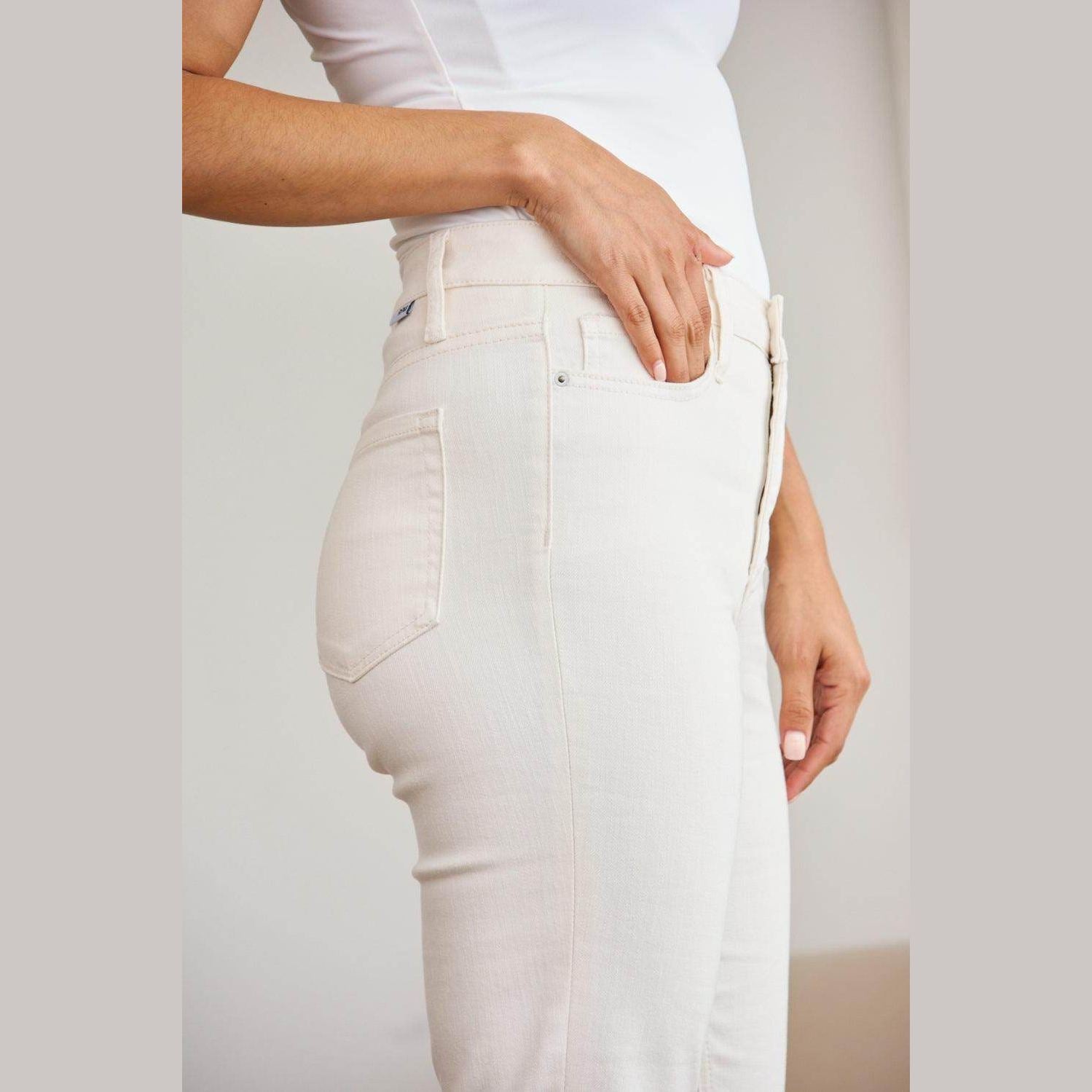 RFM Mini Mia Full Size Tummy Control High Waist Raw Hem - VacationGrabs