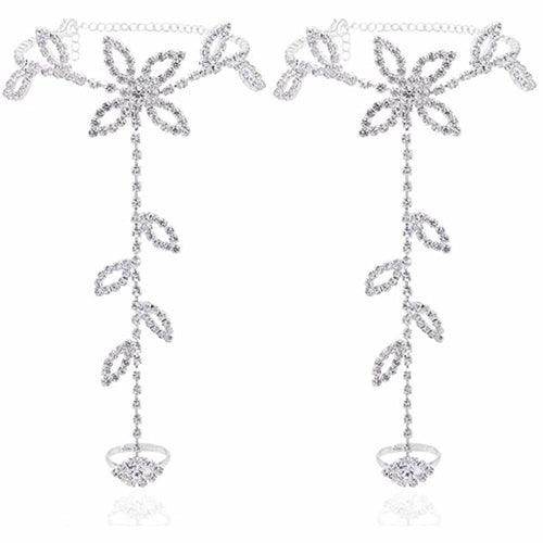 Elegant Red Iphigenia rhinestone toe ring jewelry featuring floral design and sparkling details