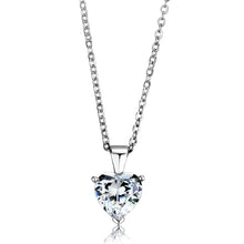 Rhodium 925 sterling silver pendant necklace with heart-shaped crystal