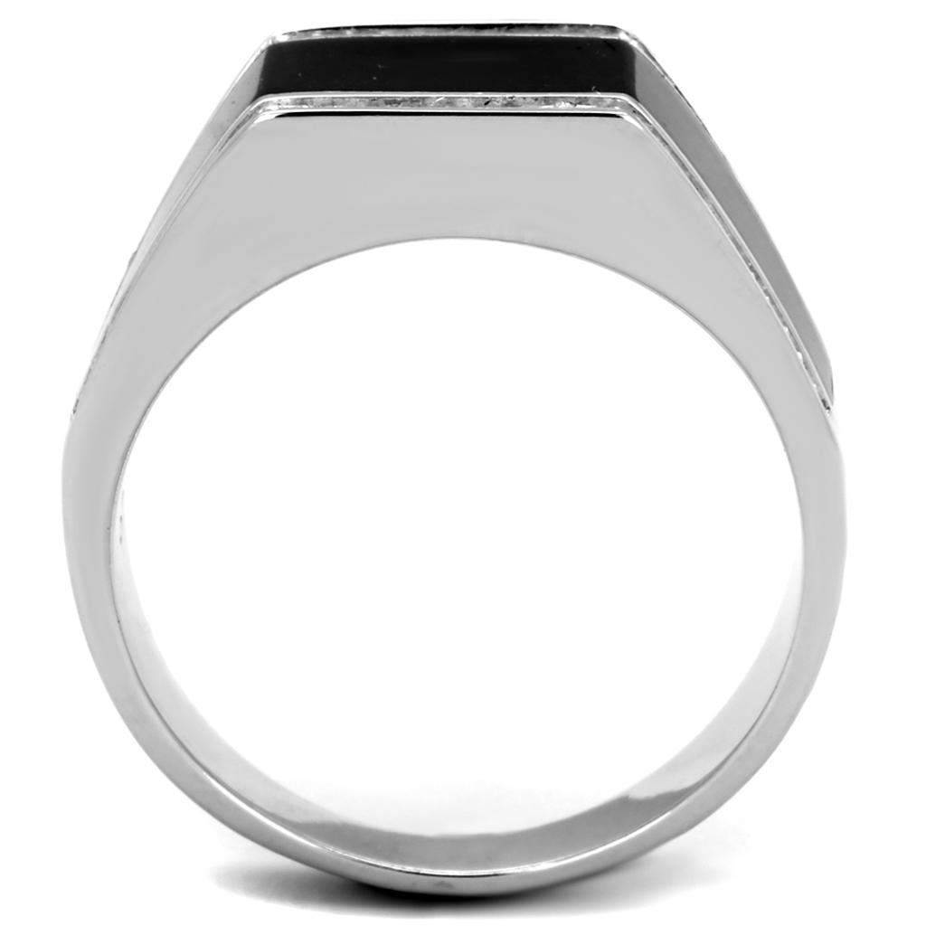 Stylish rhodium 925 sterling silver ring with a modern geometric design for men's fashion