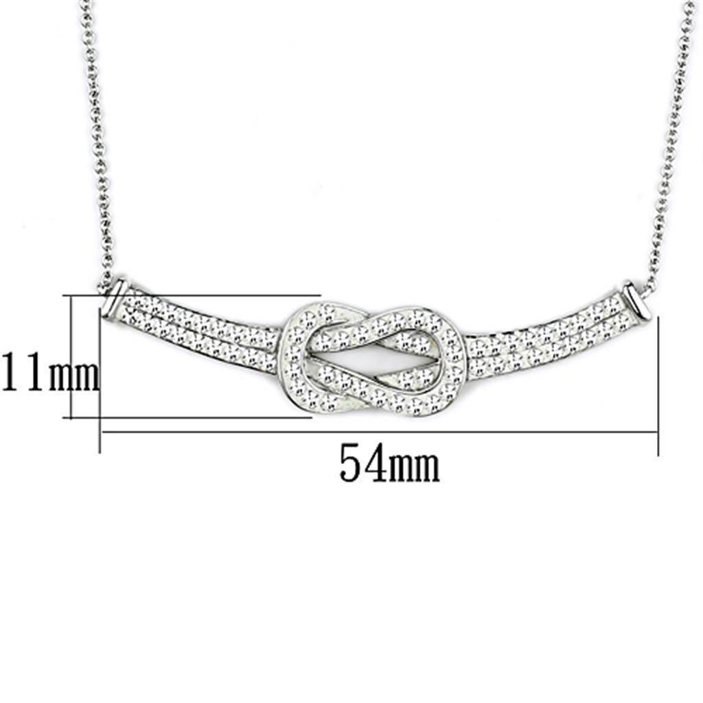 Elegant rhodium brass necklace for women featuring an infinity design with sparkling accents
