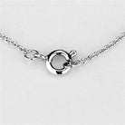 Close-up of a rhodium brass necklace for women featuring a secure clasp and fine chain details