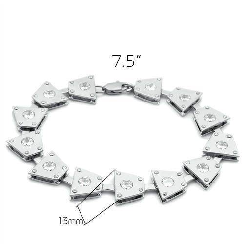 Rhodium brass statement bracelet featuring sparkling triangular links for elegant style
