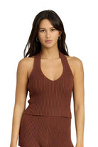 Ribbed Halter Neck Top - VacationGrabs