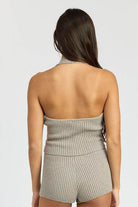 Ribbed Halter Neck Top - VacationGrabs