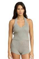 Ribbed Halter Neck Top - VacationGrabs