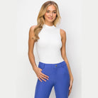 Yelete women's ribbed mock neck tank top in white, perfect for casual or layered outfits
