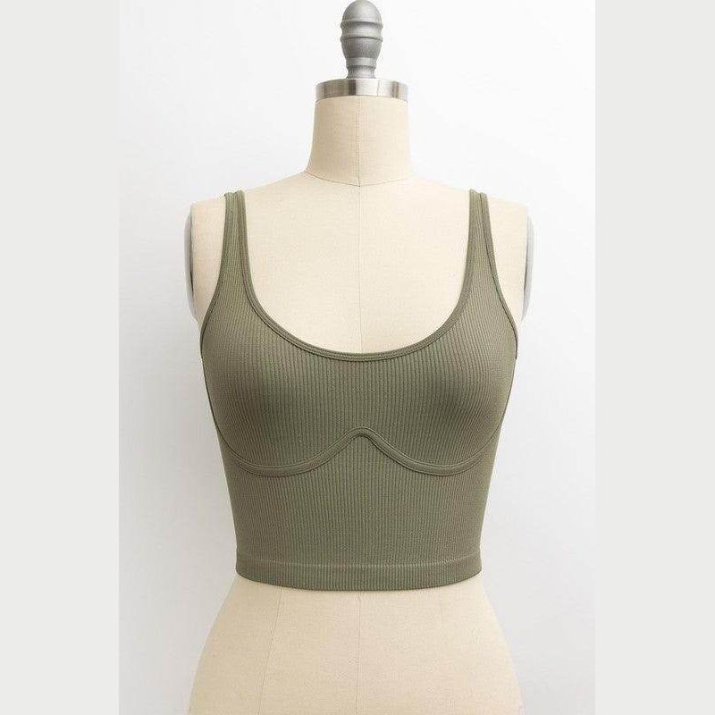 Ribbed Underline Seams Brami Top - VacationGrabs
