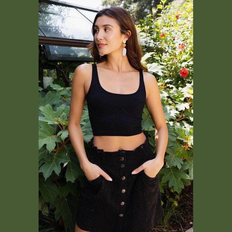 Ribbed Underline Seams Brami Top - VacationGrabs