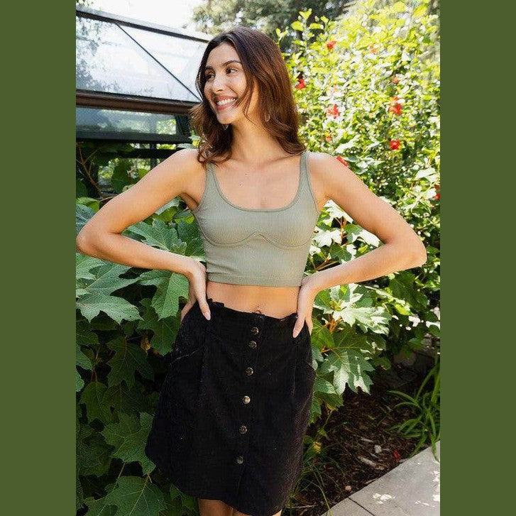 Ribbed Underline Seams Brami Top - VacationGrabs