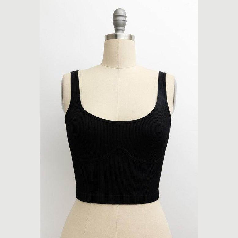 Ribbed Underline Seams Brami Top - VacationGrabs