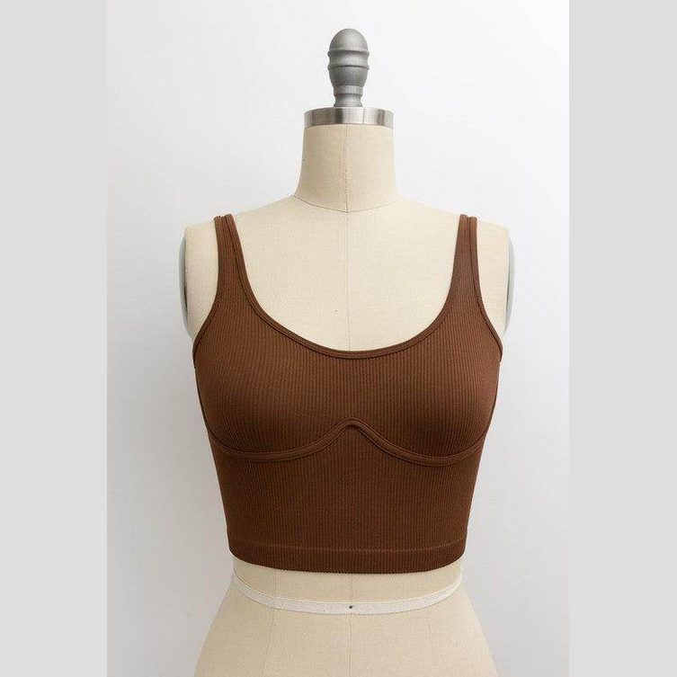 Ribbed Underline Seams Brami Top - VacationGrabs