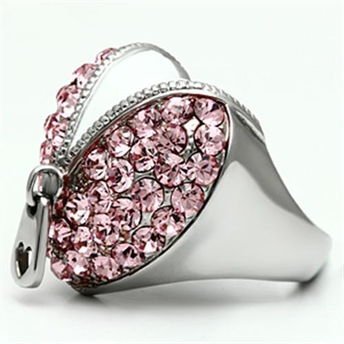 Stylish rose crystal stainless steel ring featuring a sparkling pink design perfect for any occasion