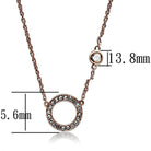 Elegant rose gold circle necklace with sparkling stones and delicate chain dimensions for stylish wear