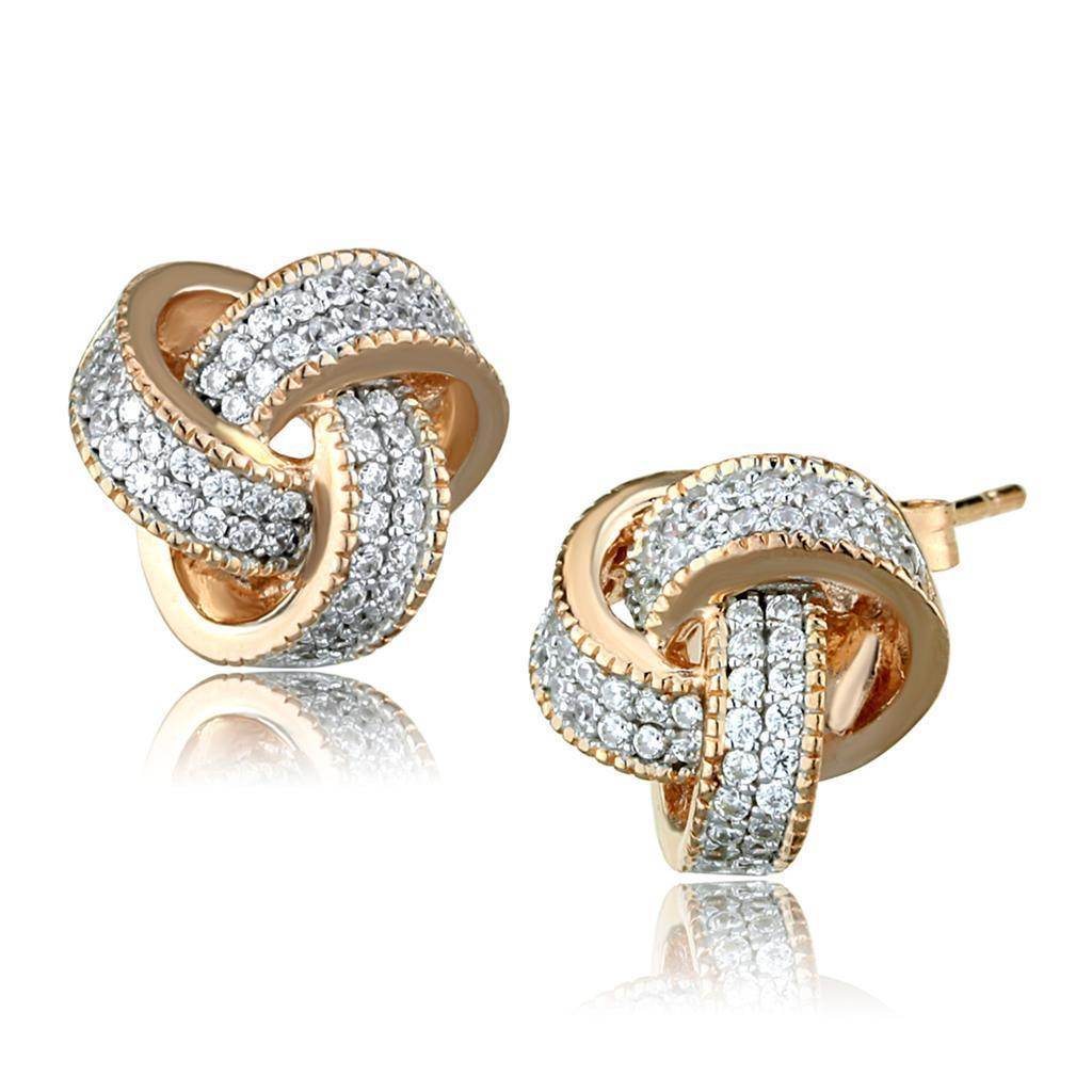 VacationGrabs rose gold sterling silver earrings with dazzling diamond-like stones for a chic look