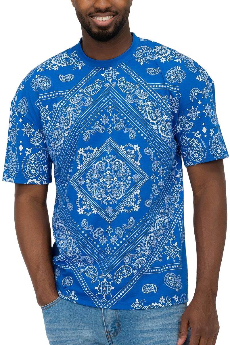 Royal Blue Bandana Print T-shirt - VacationGrabs