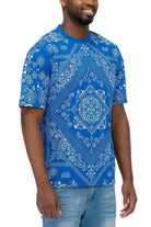 Royal Blue Bandana Print T-shirt - VacationGrabs