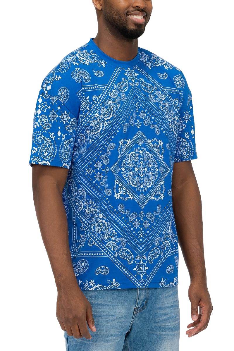 Royal Blue Bandana Print T-shirt - VacationGrabs