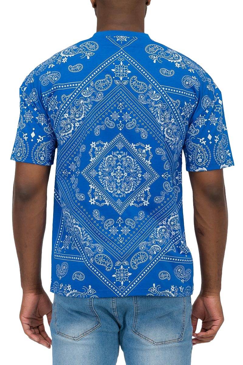 Royal Blue Bandana Print T-shirt - VacationGrabs
