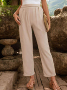Ruched Half Elastic Waist Pants - VacationGrabs